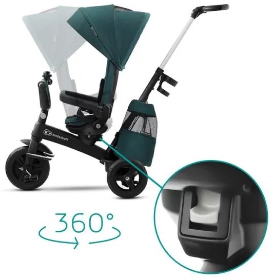 KINDERKRAFT - Gyermek tricikli 5v1 EASYTWIST zöld/fekete