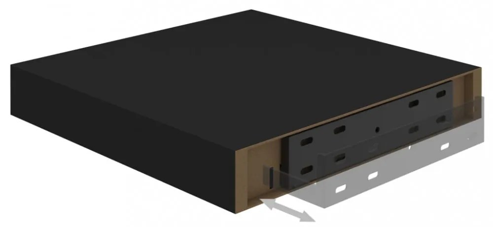 2 db fekete MDF lebegő fali polc 23 x 23,5 x 3,8 cm