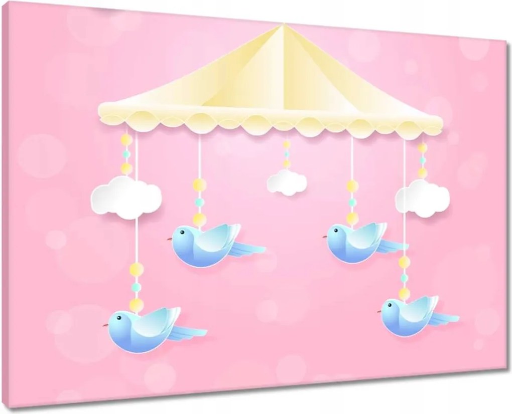 Vászonkép 70x50 Aranyos körhinta madárkákkal