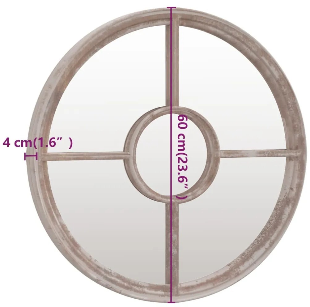 homokszínű kerek vas tükör beltéri használatra 60 x 4 cm