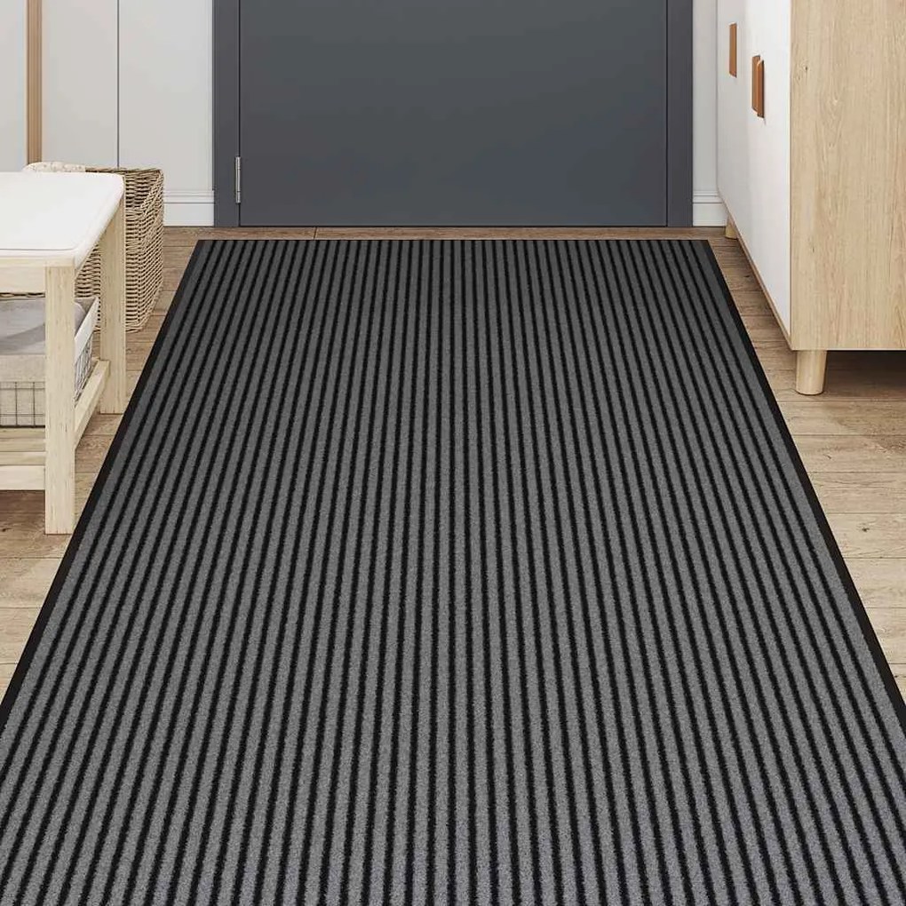 lábtörlő csíkos fekete és szürke 115x500 cm