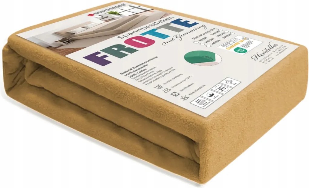 Frotte gumis lepedő bézs 90x200 cm