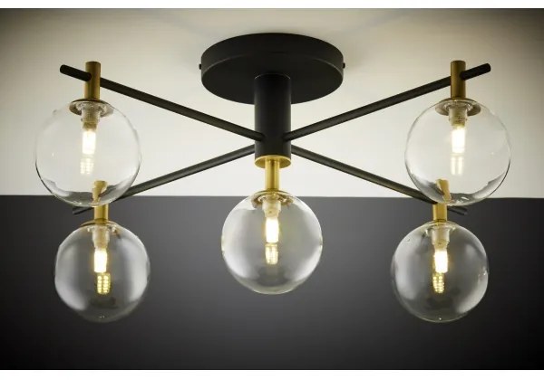 Jupiter 2035 - Felületre szerelhető csillár FIGARO 5xG9/10W/230V fekete/arany/bézs/átlátszó