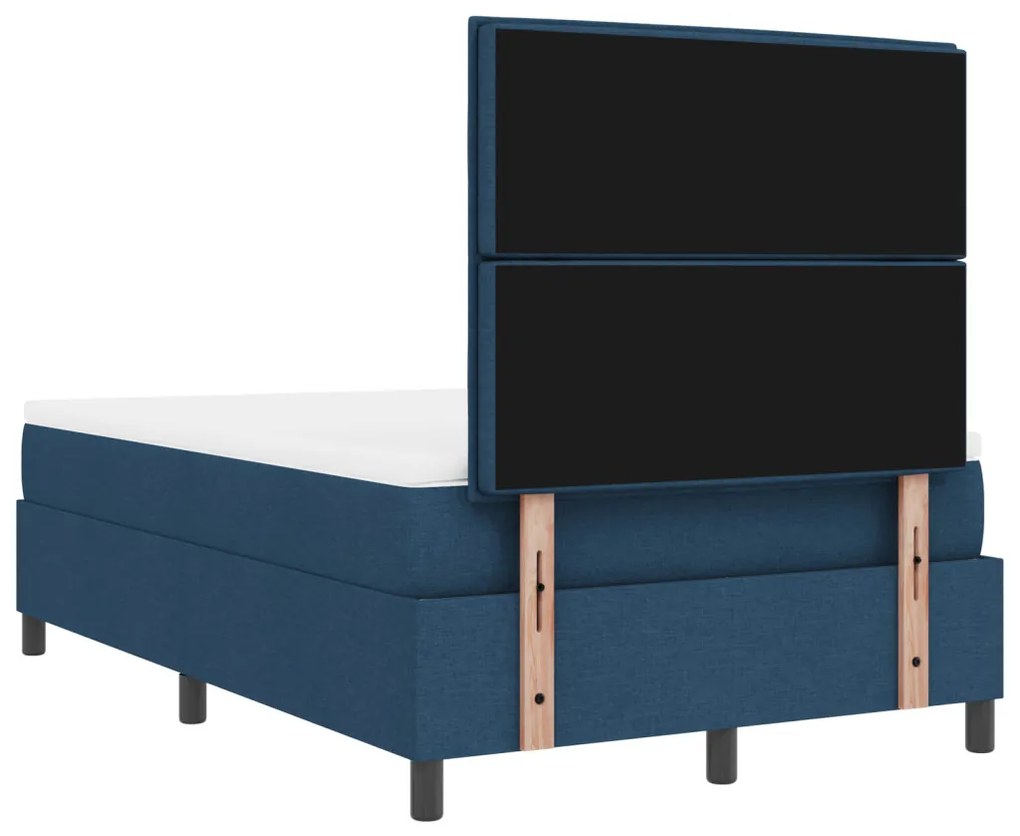 Box Spring Ágy Mattal Kék Kicsi Dupla Szövet