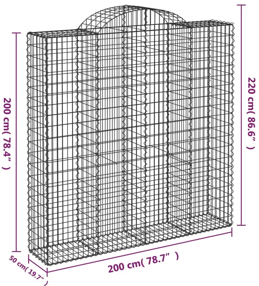 7 db íves horganyzott vas gabion kosár 200x50x200/220 cm