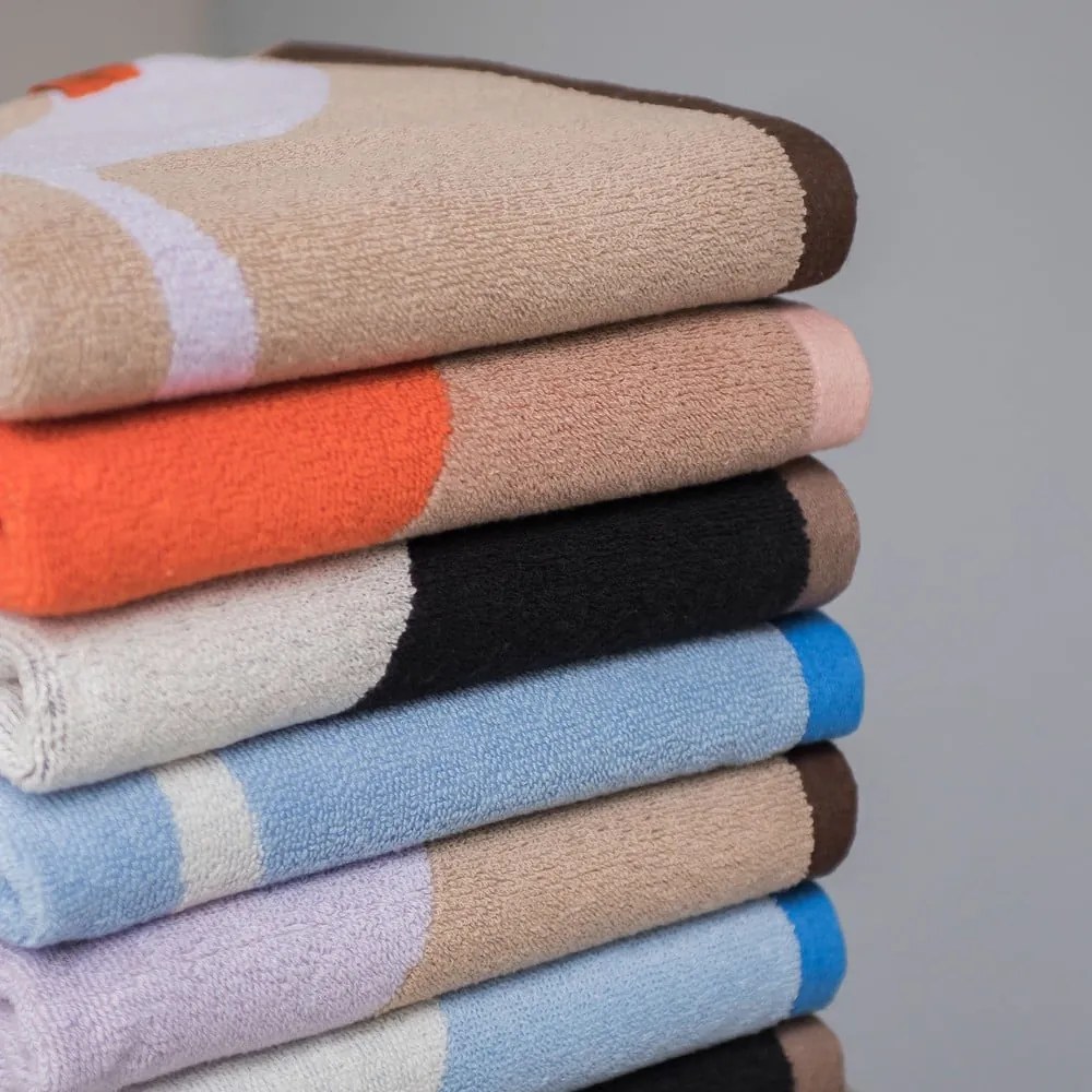 Narancssárga-világosbarna bio pamut fürdőlepedő 70x133 cm Nova Arte – Mette Ditmer Denmark