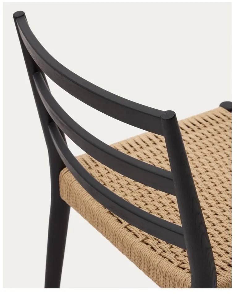 Fekete-natúr színű tölgyfa étkezőszék szett 2 db-os Analy – Kave Home