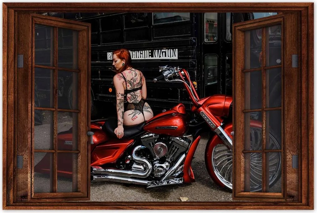 Poszterek 120x80 Hölgy a Harley-n