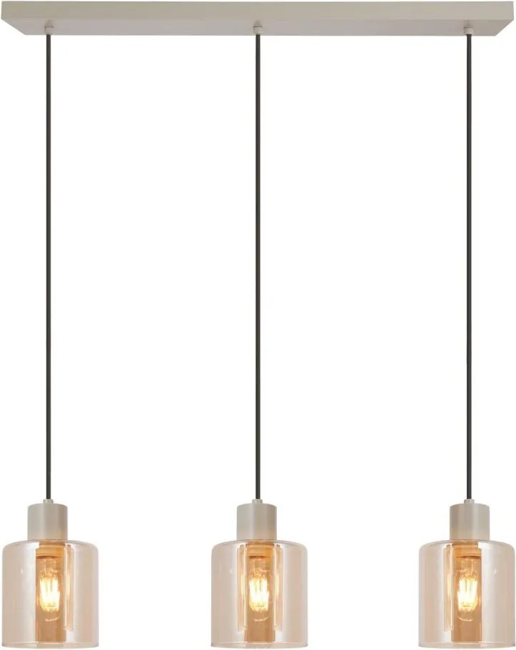 Brilliant - Kábeles függeszték LYSKA 3xE27/20W/230V krémszínű/füstös bézs