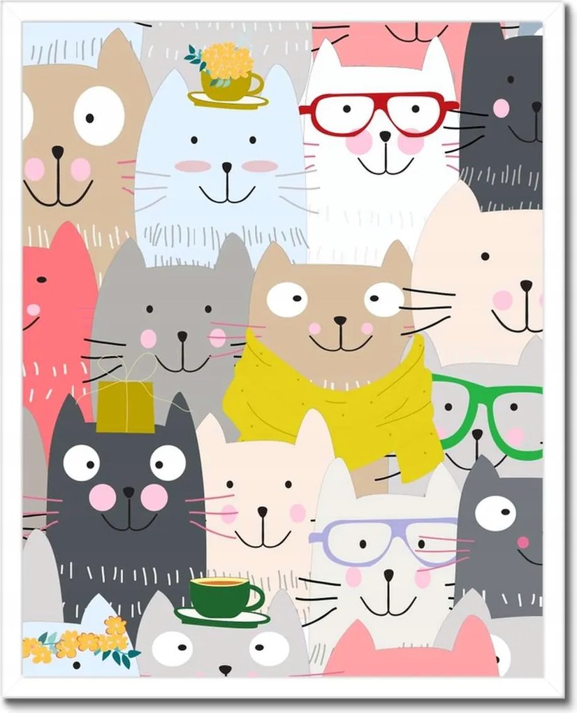 Poszterek keretben 40x50 Vicces macskák mix