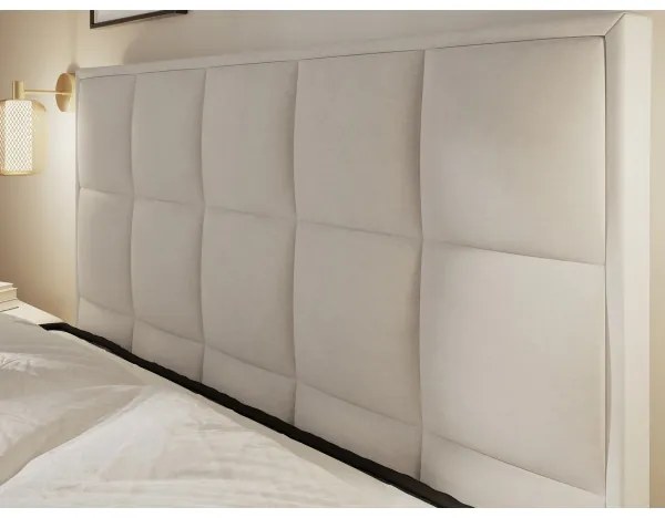 Kárpitozott ágy matracokkal és ágyneműtárolóval GRACE 140x200 cm bézs