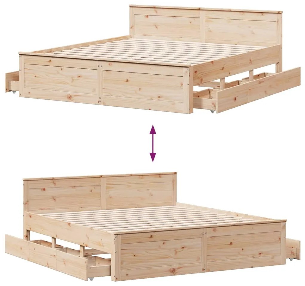 tömör fenyőfa ágy matrac nélkül fejtámlával 200 x 200 cm