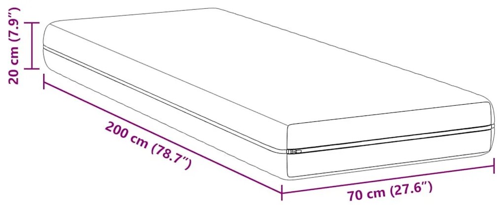 Matrac Fehér 70 x 200 cm Zsebmátrac