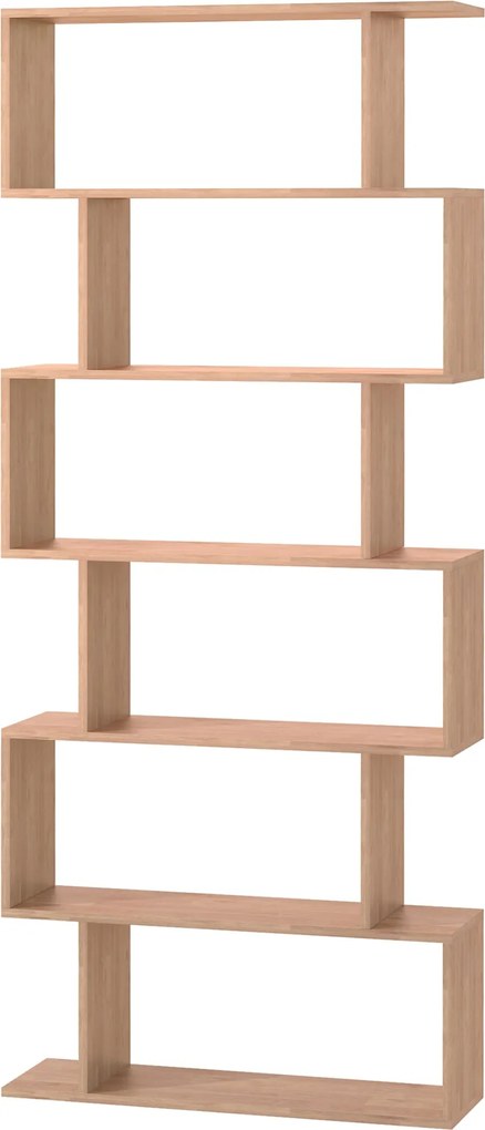 HOMCOM Modern Designú Fa Könyvespolc 6 Polccal, Természetes Fa 80 x 23 x 192 cm | Aosom