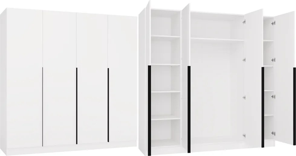 Aldabra SENSO 4D gardróbszekrény 200x56.5x200 cm, fehér-fekete