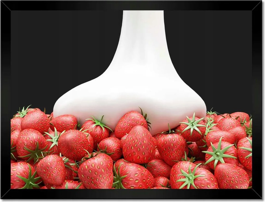 Poszterek keretben 40x30 Eper tejjel 3D