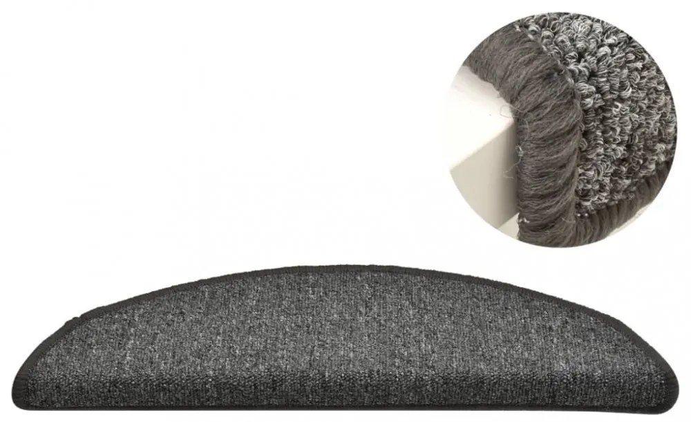 15 db sötétszürke lépcsőszőnyeg 56 x 17 x 3 cm