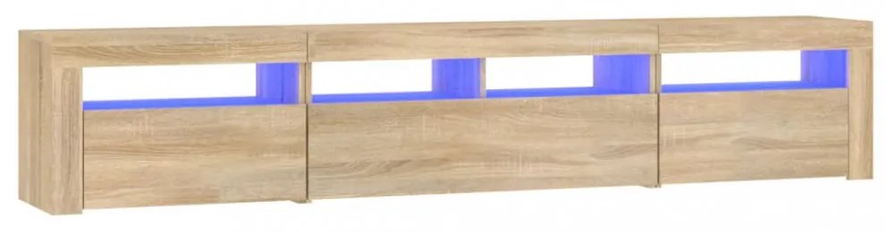 sonoma tölgy színű TV-szekrény LED-lámpákkal 210x35x40 cm