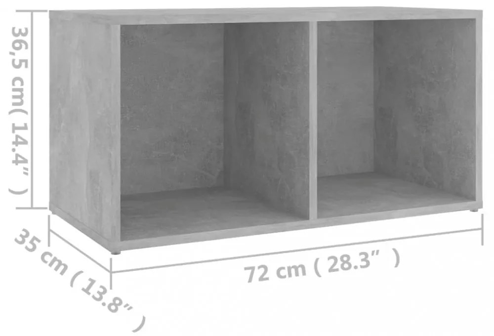 betonszürke szerelt fa TV-szekrény 72 x 35 x 36,5 cm