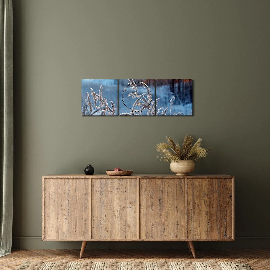 Kép - Téli rét (órával) (90x30 cm)