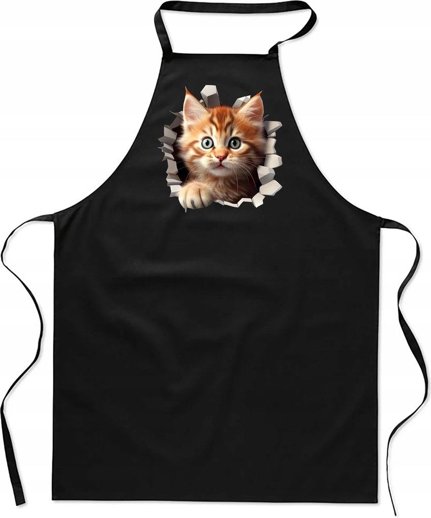 Konyhai Kötény pamut fekete lyuk cica macska Maine Coon FA_487_cz