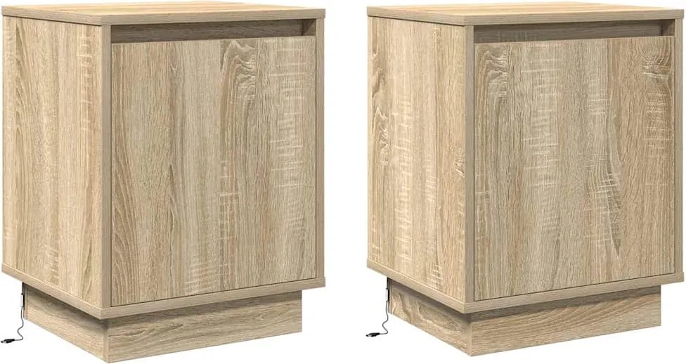 vidaXL Éjjeliszekrény 2 pcs Sonoma tölgy 39 x 34,5 x 50 cm Faanyag