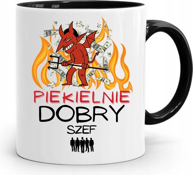 Bögre Fekete Főnök Ajándék Pokolian Jó Főnök fényképes nyomtatással