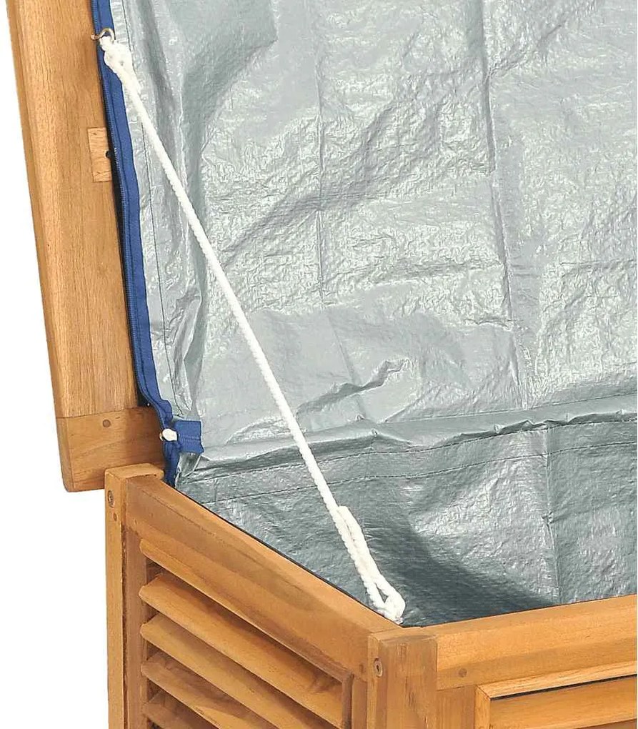 vidaXL tömör tíkfa kerti tárolóláda zsákkal 114 x 50 x 58 cm