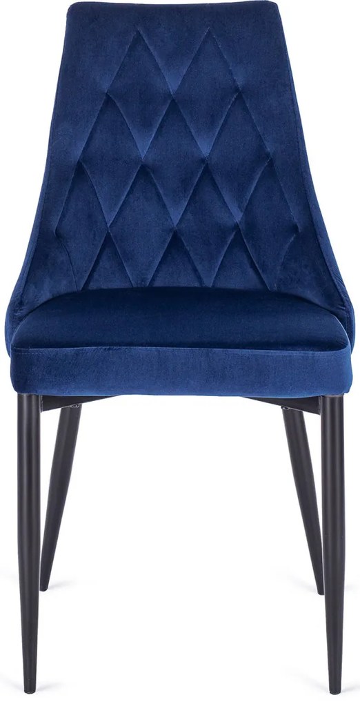 Étkezőgarnitúra 4 db. Sötétkék CORK bársony székkel. Asztal HARRY 102-142 cm