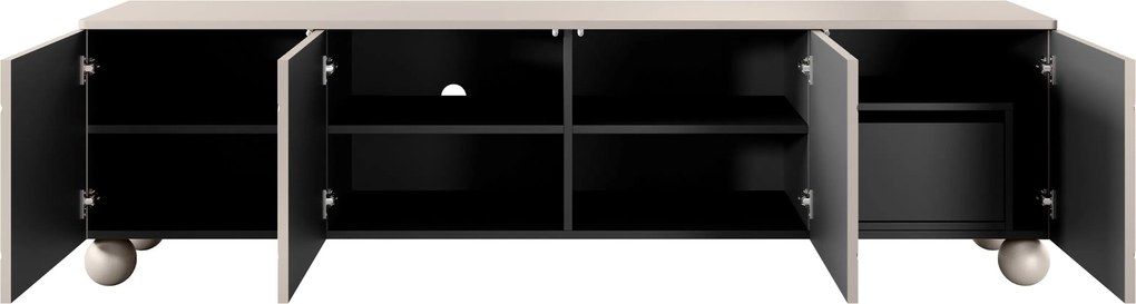 Sonatia II 200 cm TV négyajtós szekrény rejtett fiókkal - kasmír
