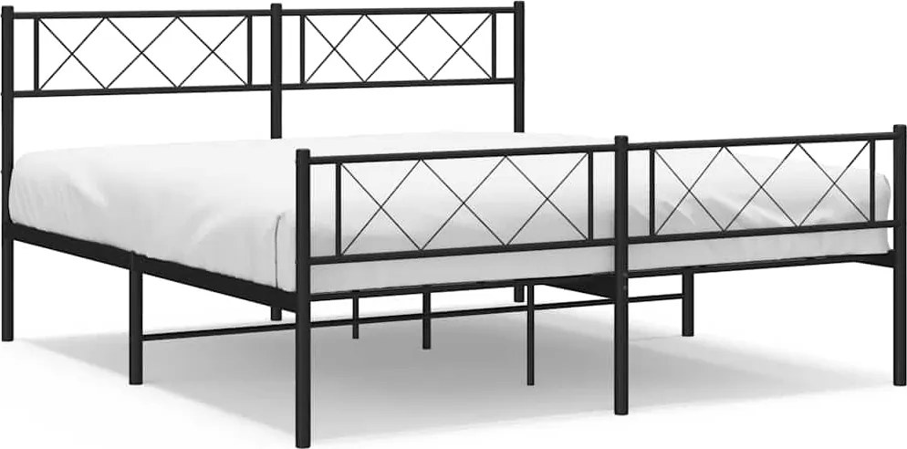 vidaXL fekete fém ágykeret fej- és lábtámlával 120 x 200 cm