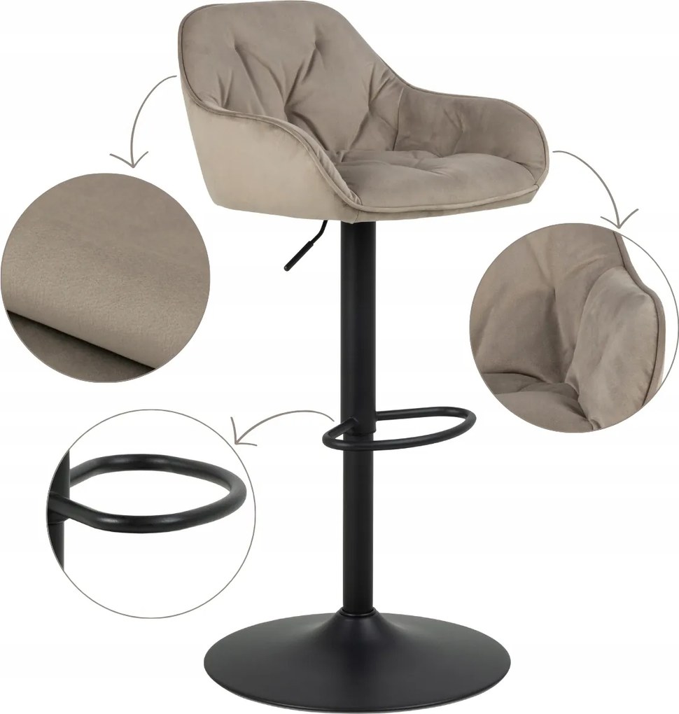 Bézs velúr Forgószék, állítható lábtartóval