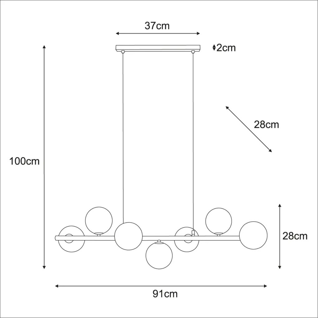 KAJA K-5852 FILO Fekete Színű Függeszték 7xG9 10W IP20
