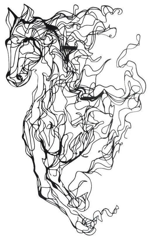 Fém fali dekoráció, Metal Horse Line Art - APT724