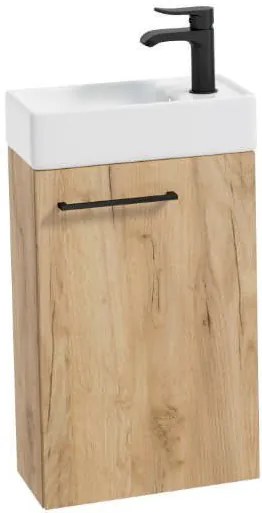 Erga Kim, fali WC szekrény 50x23x60 cm + kerámia mosogató 50 cm, craft tölgy, ERG-207-D-05017+1430