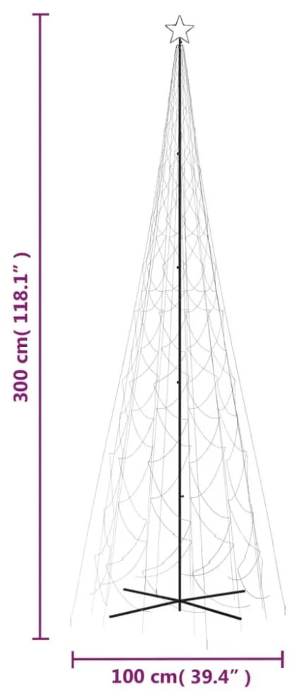 kúp alakú karácsonyfa 3000 hideg fehér LED-del 230 x 800 cm