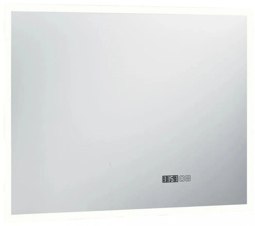 LED-es tükör érintésérzékelővel és időkijelzővel 80 x 60 cm