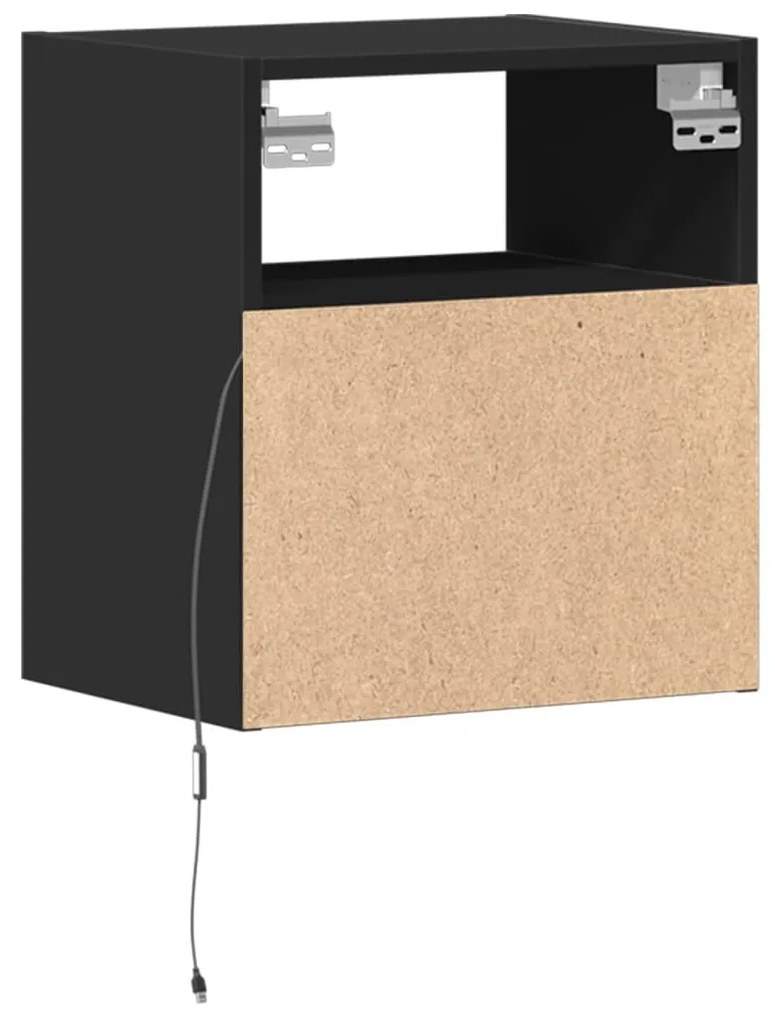2 db fekete fali TV-szekrény LED-világítással 41x31x45 cm