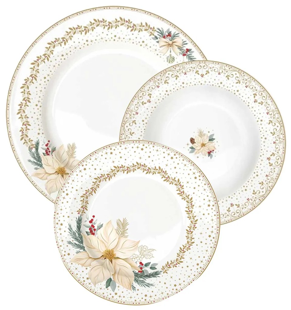 Karácsonyi porcelán étkészlet 18 részes White Elegance