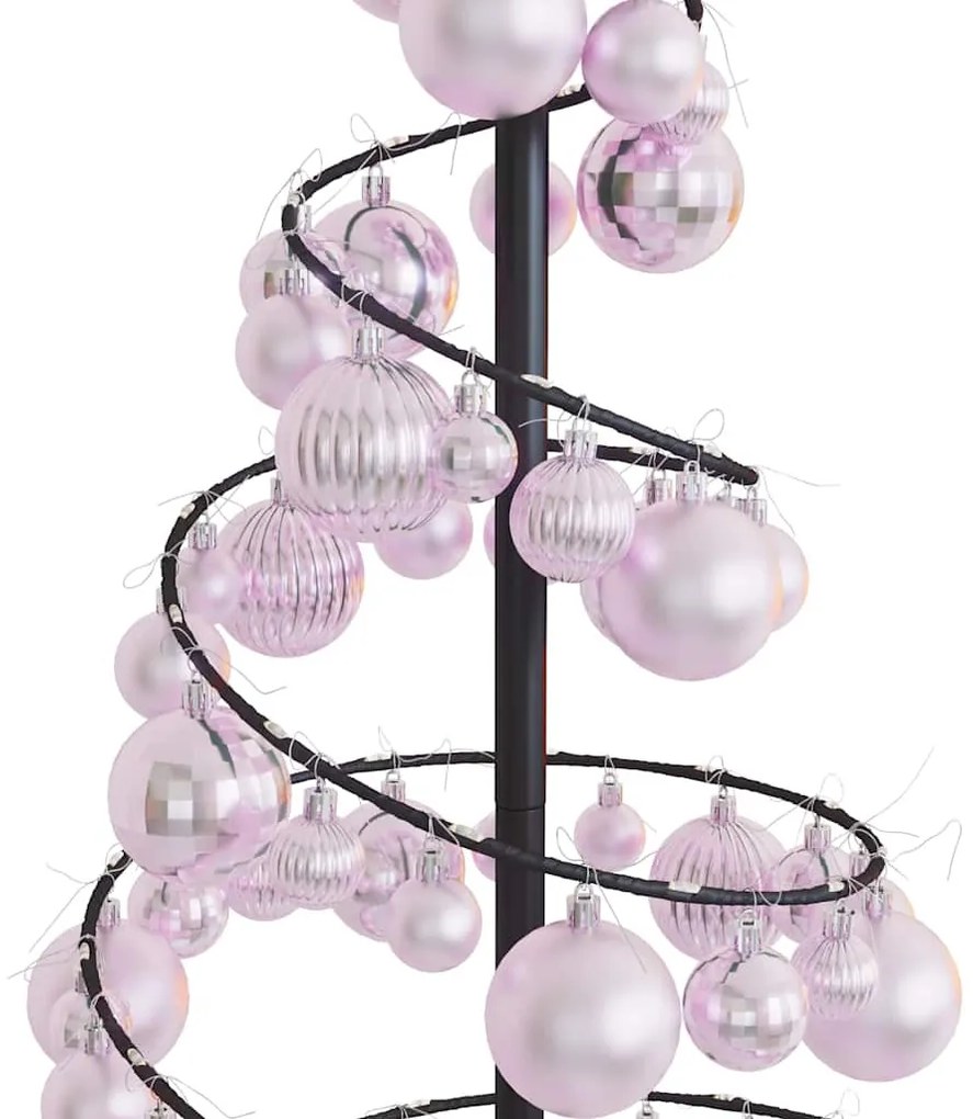 meleg fehér LED karácsonyfa gömbökkel 80 LED 120 cm