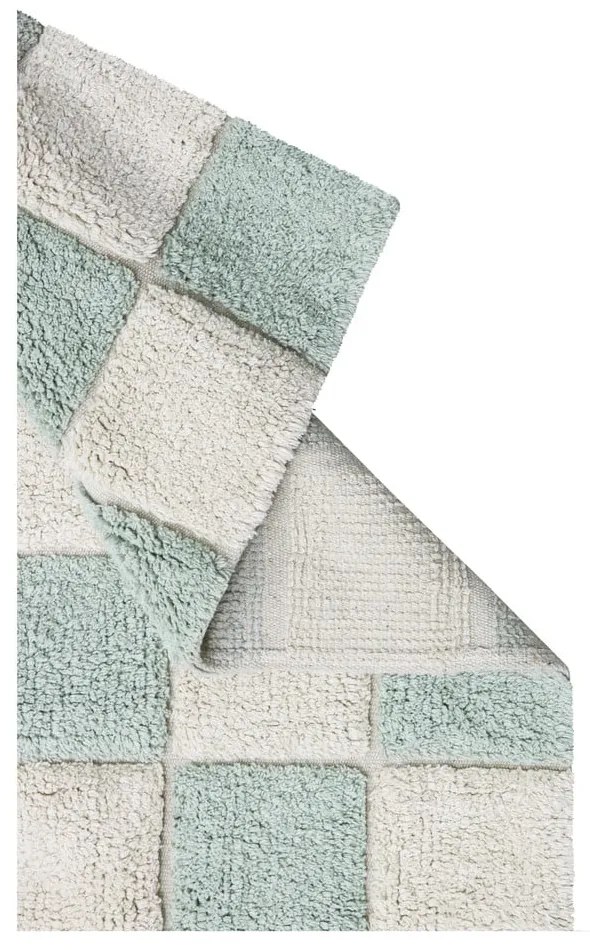 Világoskék-krémszínű mosható kézi szövésű pamut szőnyeg 120x160 cm Kitchen Tiles Blue Sage – Lorena Canals