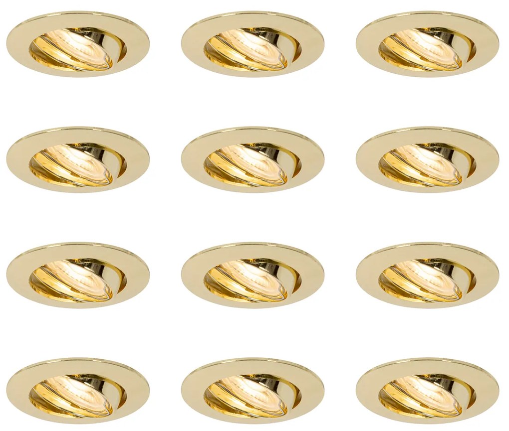 12 db-os süllyesztett spotlámpa szett, sárgaréz GU10 35 mm - Edu