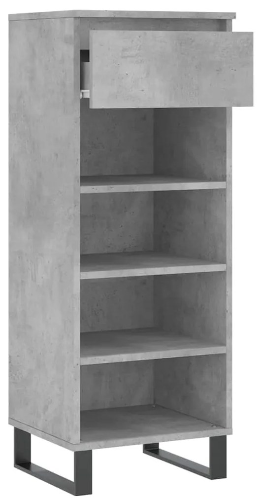 betonszürke szerelt fa cipőszekrény 40 x 36 x 105 cm