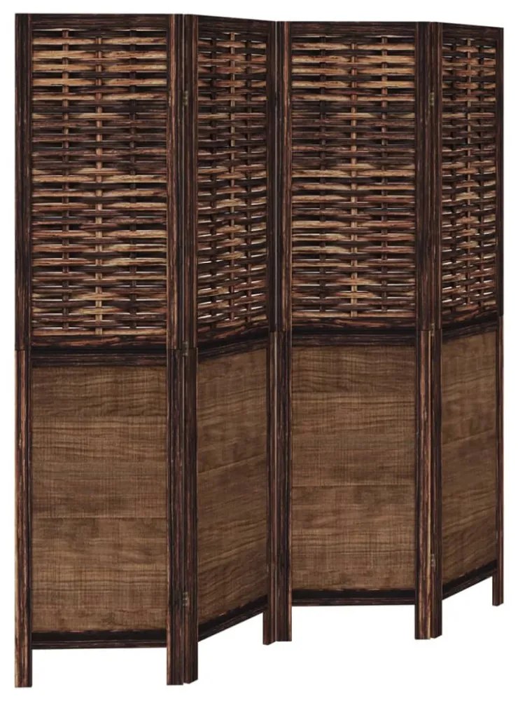 4 paneles sötétbarna tömör császárfa térelválasztó