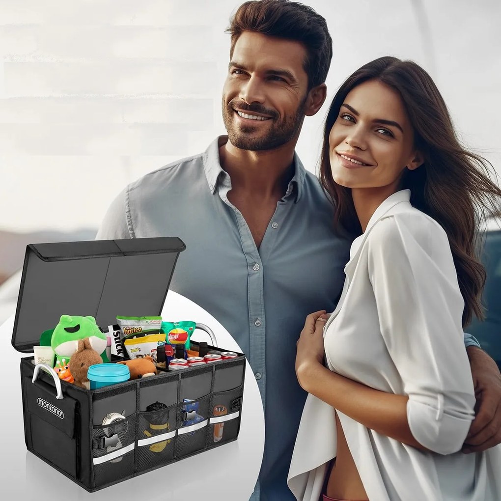 LEROY csomagtartó rendező, 63l, 60x35x30cm, fekete Monzana