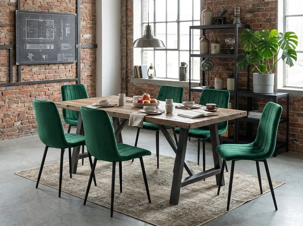 Sötétzöld bársonyszék LAVA BOTTLE GREEN fekete lábakkal