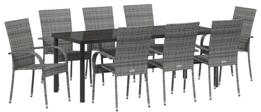 5 részes Kerti Étkezőszett – Szürke Poli Rattan