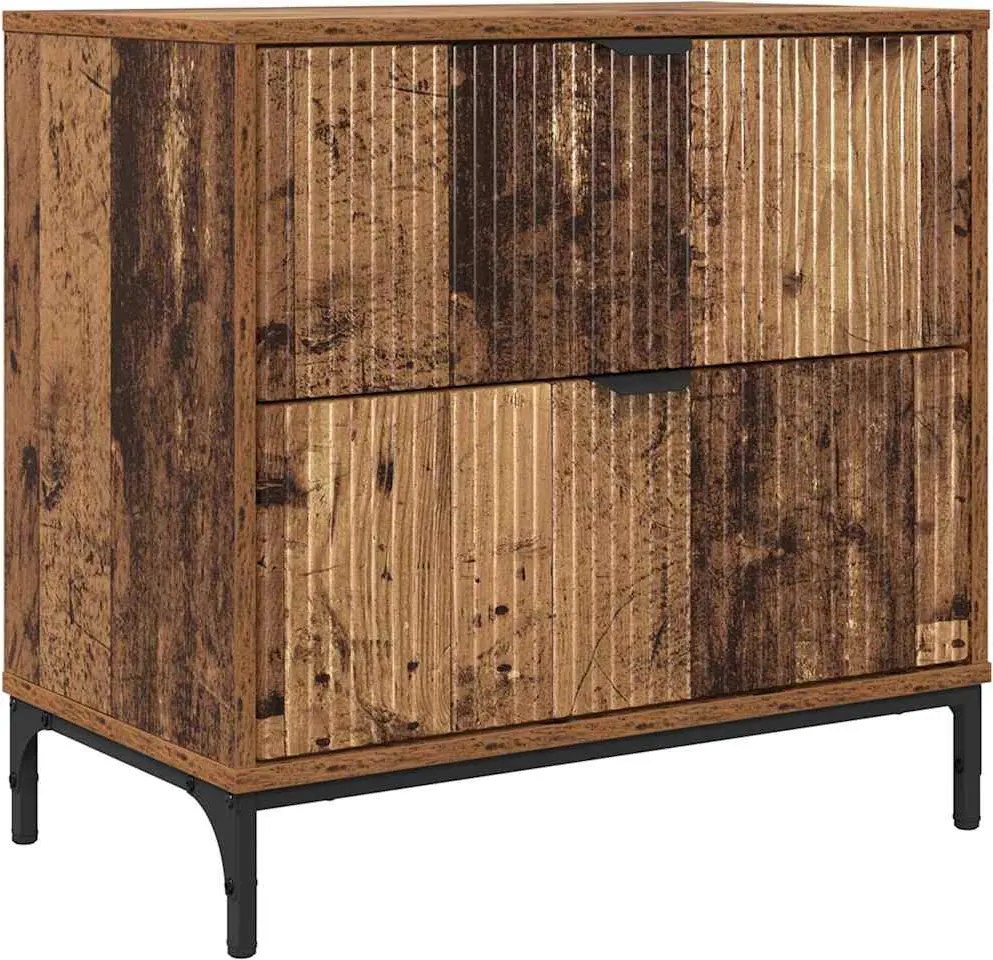 vidaXL Éjjeli asztal fiókkal Régi fa 63.5 x 36 x 61 cm Faanyag