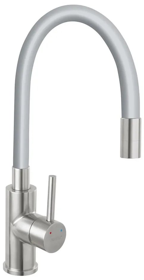 FERRO - Mosogató csap rugalmas karral rozsdamentes/szürke