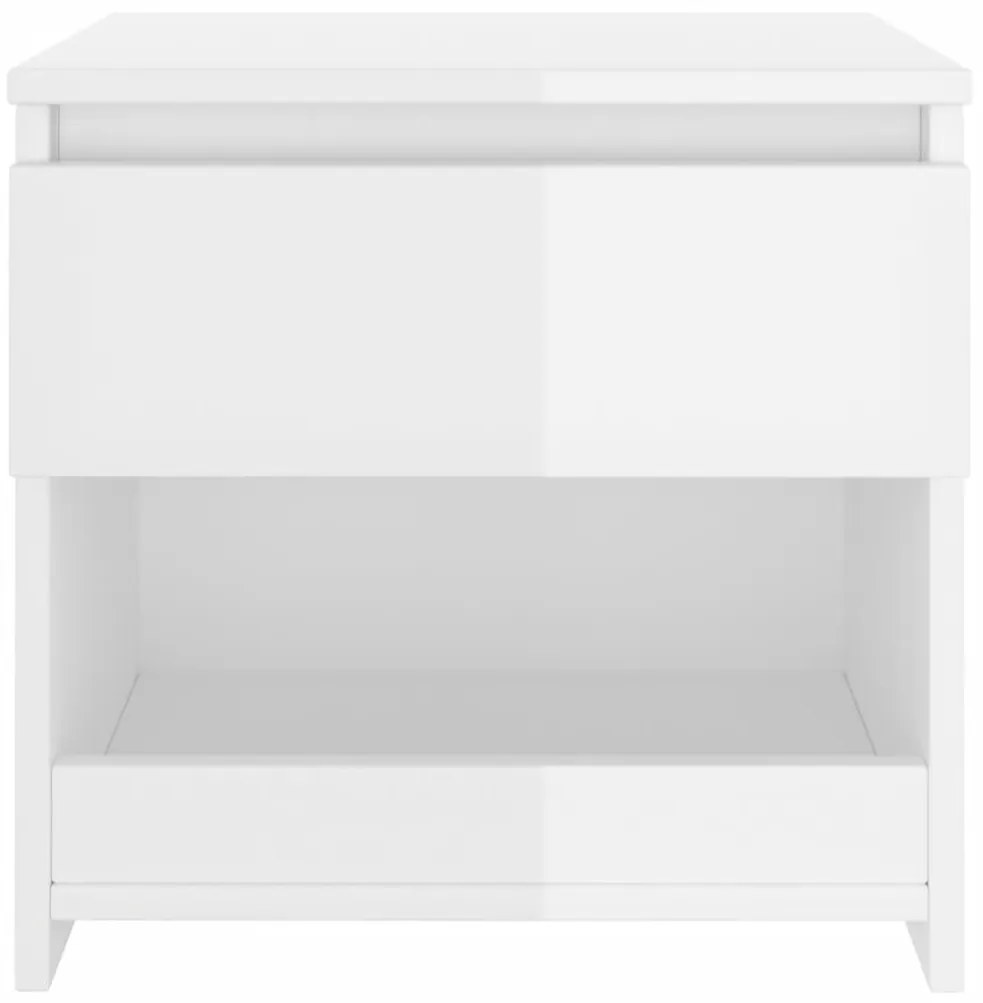 2 db magasfényű fehér szerelt fa éjjeliszekrény 40 x 30 x 39 cm